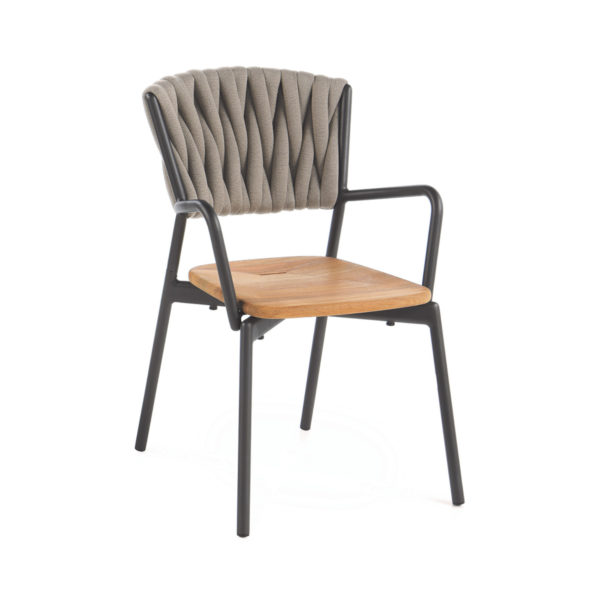 Piper Padded Belt Armchair with Teak Seat